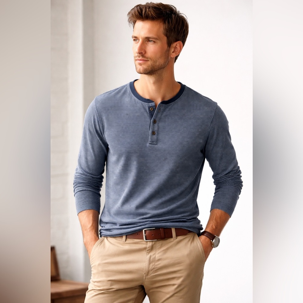 Banana Republic Pima Cotton Modal Striped Henley Shirt Men’s Medium